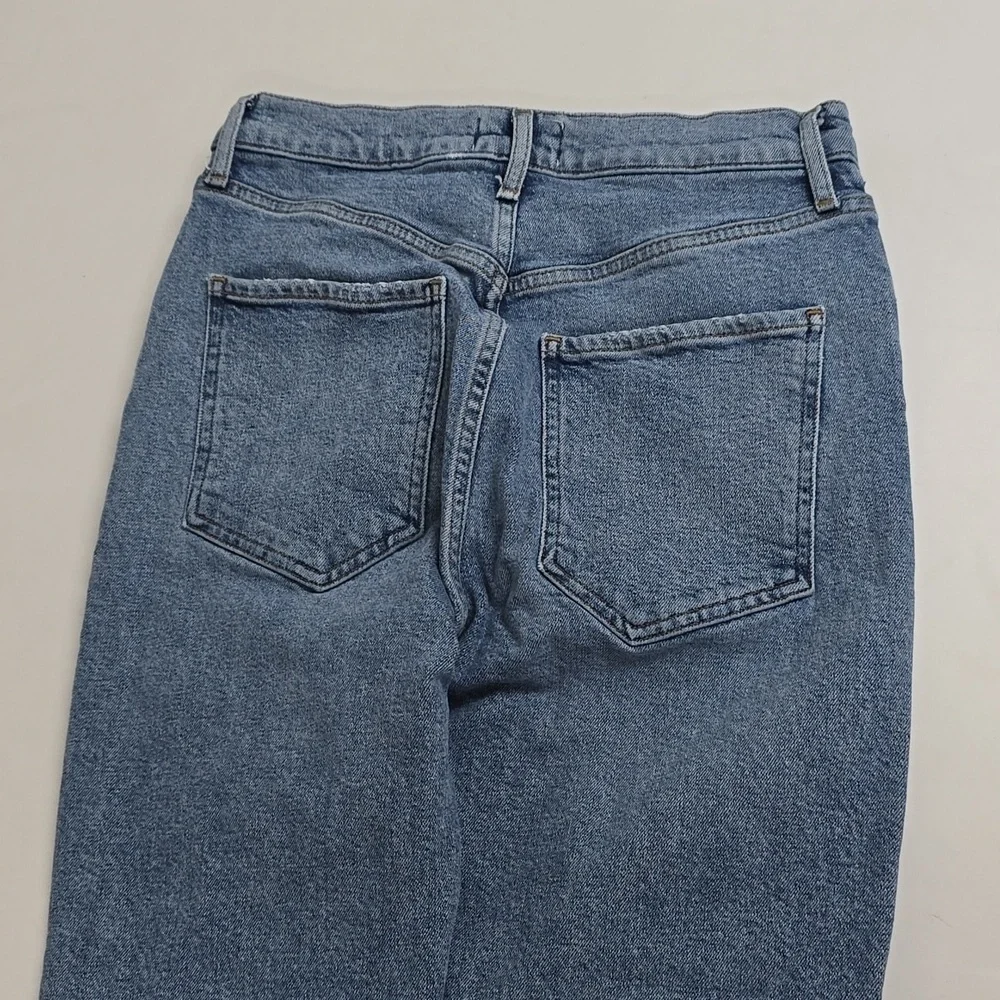AGOLDE Riley High Rise Straight Jeans Whiplash Distressed Blue